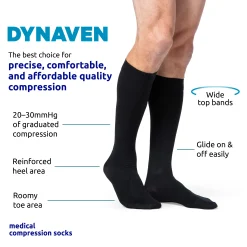Dynaven Opaque Ribbed Men's Knee High 20-30 mmHg