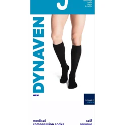 Dynaven Opaque Ribbed Men's Knee High 15-20 mmHg w/ Silicone Top