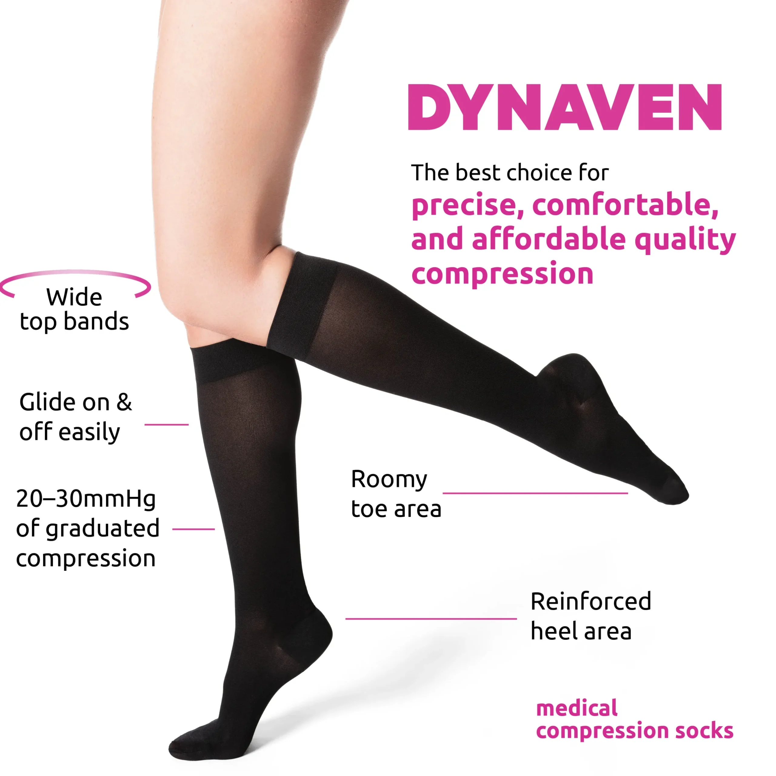 Dynaven Opaque Women's Knee High 20-30 mmHg
