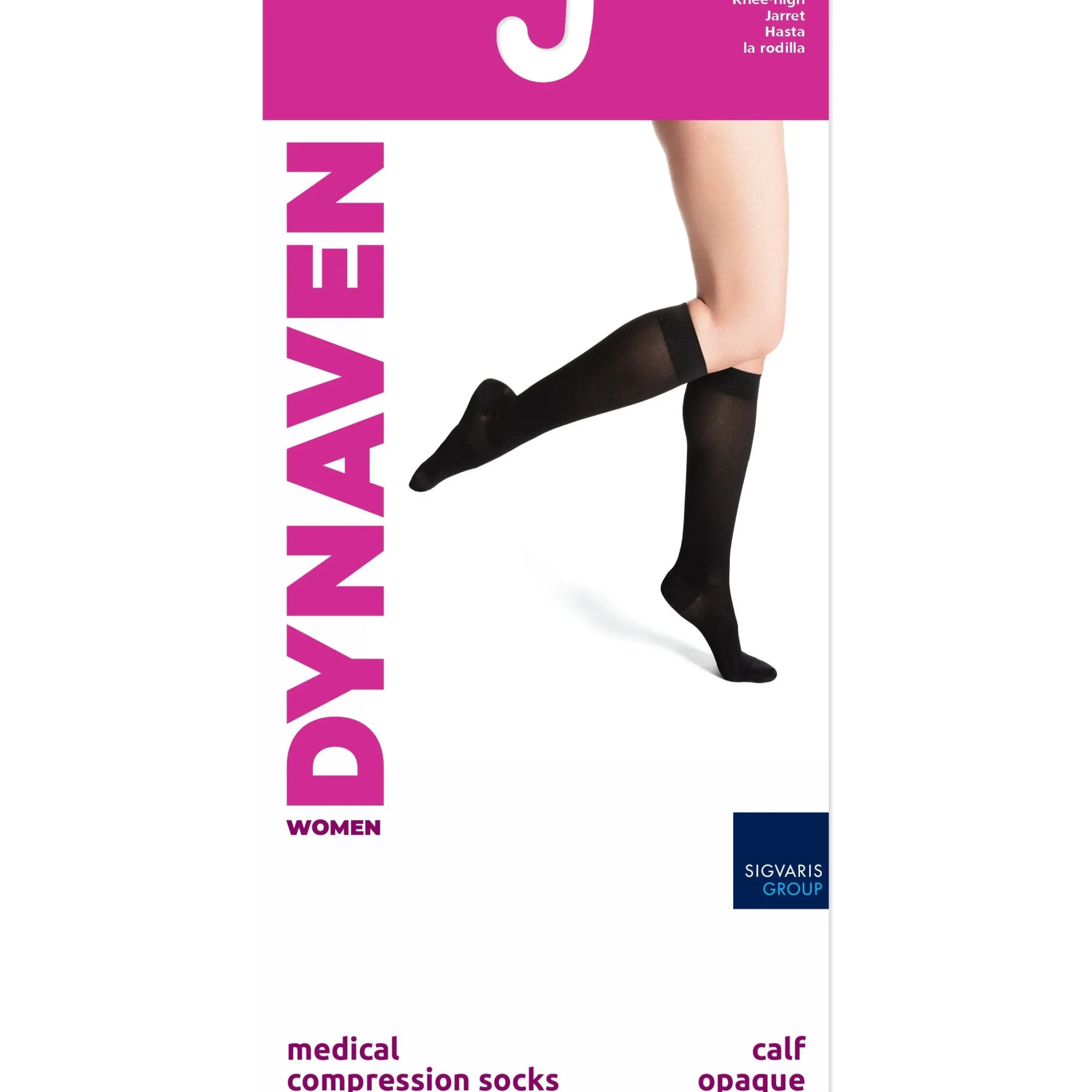 Dynaven Opaque Women's Knee High 15-20 mmHg w/ Silicone Top