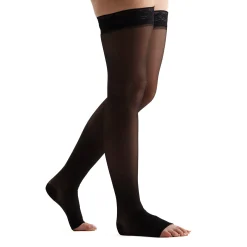 EvoNation Everyday Sheer 15-20 mmHg OPEN TOE Thigh High w/ Lace Top Band