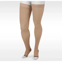 Juzo Soft Silver Thigh High 30-40 mmHg w/ Silicone Band, Open Toe