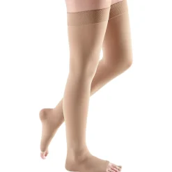 Mediven Comfort Thigh High 15-20 mmHg, Open Toe w/ Beaded Silicone Top Band
