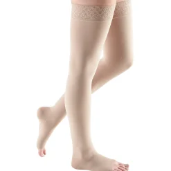 Mediven Comfort Thigh High 15-20 mmHg, Open Toe w/ Lace Silicone Top Band