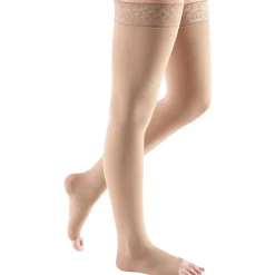 Mediven Comfort Thigh High 30-40 mmHg, Open Toe w/ Lace Silicone Top Band