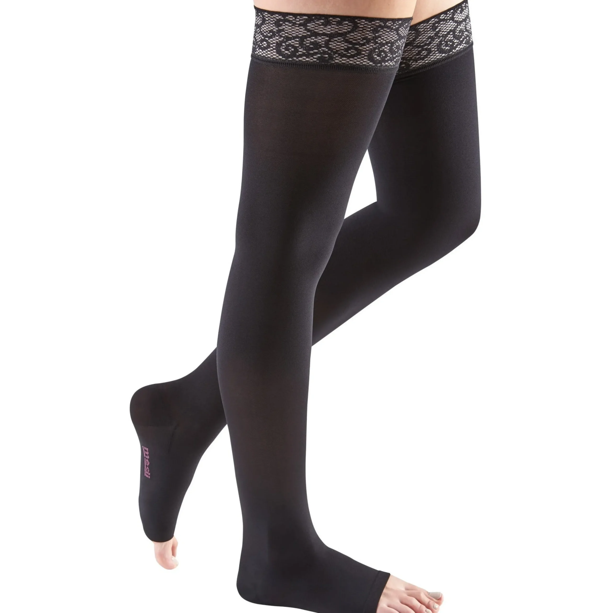Mediven Comfort Thigh High 30-40 mmHg, Open Toe w/ Lace Silicone Top Band