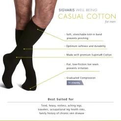 Sigvaris Casual Cotton Men's Knee High 15-20 mmHg