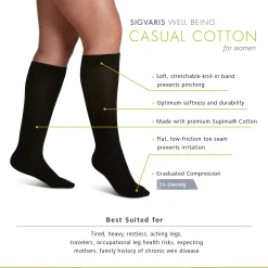 Sigvaris Casual Cotton Women's Knee High 15-20 mmHg