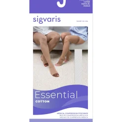 Sigvaris Cotton Thigh High 30-40 mmHg, Open Toe