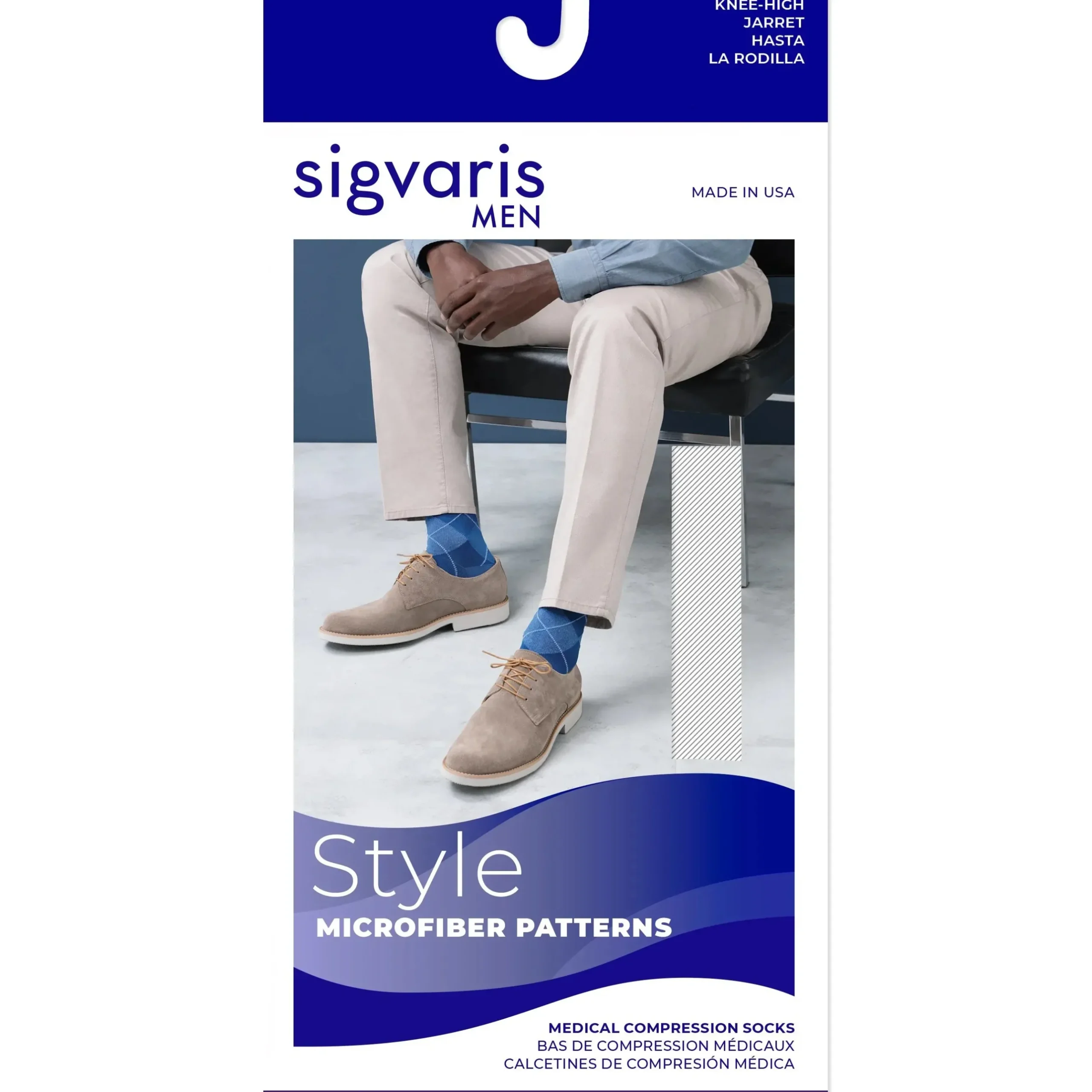 Sigvaris Microfiber Patterns Men's Knee High 20-30 mmHg