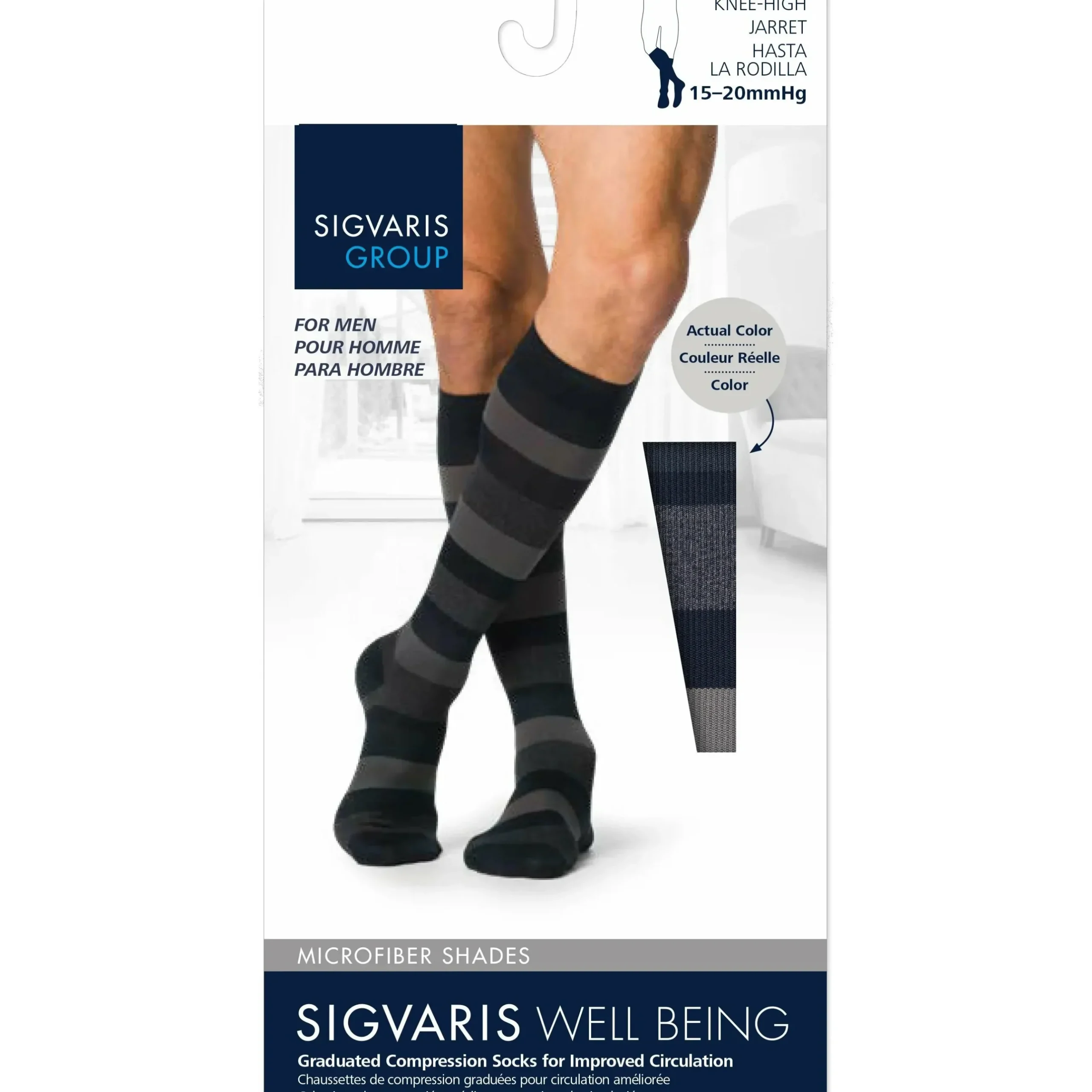 Sigvaris Microfiber Shades Men's Knee High 15-20 mmHg