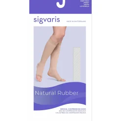Sigvaris Natural Rubber Knee High 40-50 mmHg, Open Toe