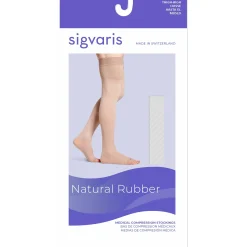 Sigvaris Natural Rubber Thigh High 40-50 mmHg, Open Toe w/ Waist Attachment