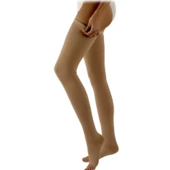 Sigvaris Natural Rubber Thigh High 30-40 mmHg, Open Toe w/ Silicone Beaded Grip-Top