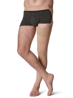 Sigvaris Natural Rubber Thigh High 30-40 mmHg, Open Toe w/ Waist Attachment