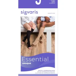 Sigvaris Opaque Knee High 20-30 mmHg, Open Toe w/ Silicone Band Grip-Top