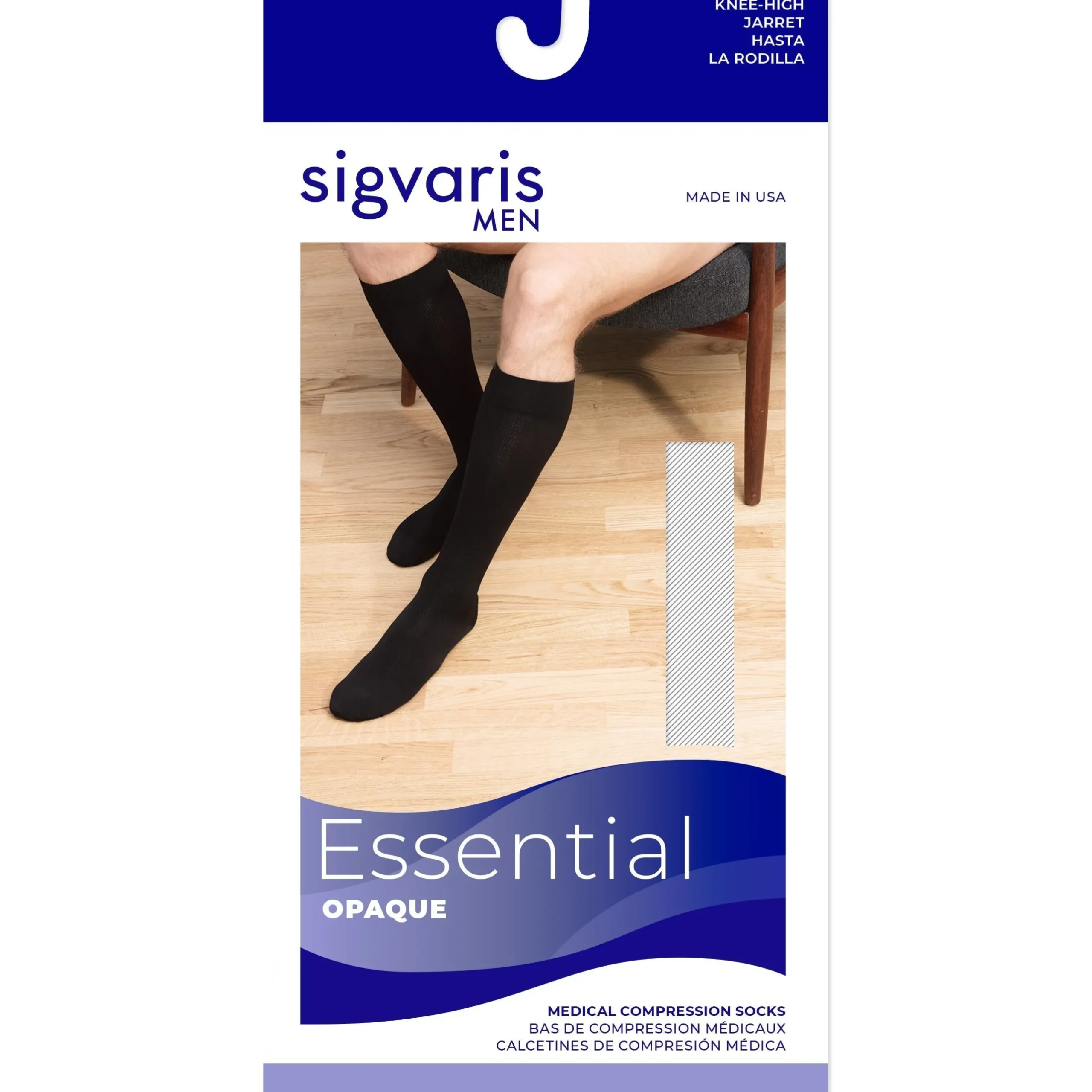 Sigvaris Opaque Men's Knee High 20-30 mmHg w/ Silicone Grip-Top