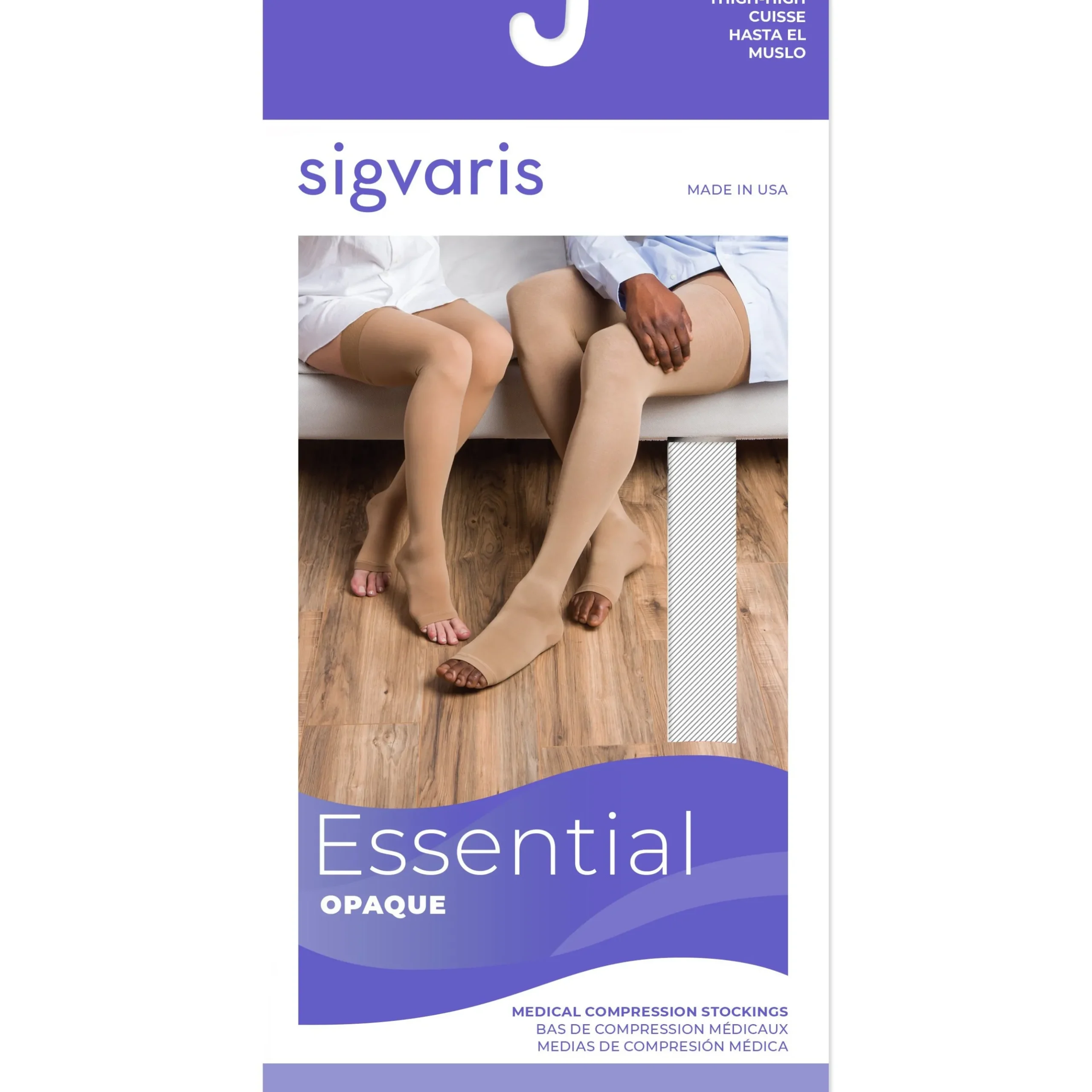 Sigvaris Opaque Thigh High 30-40 mmHg, Open Toe