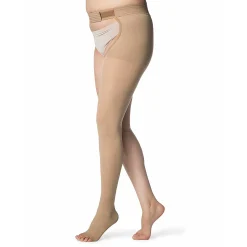Sigvaris Opaque Thigh High 20-30 mmHg, Open Toe w/ Waist Attachment