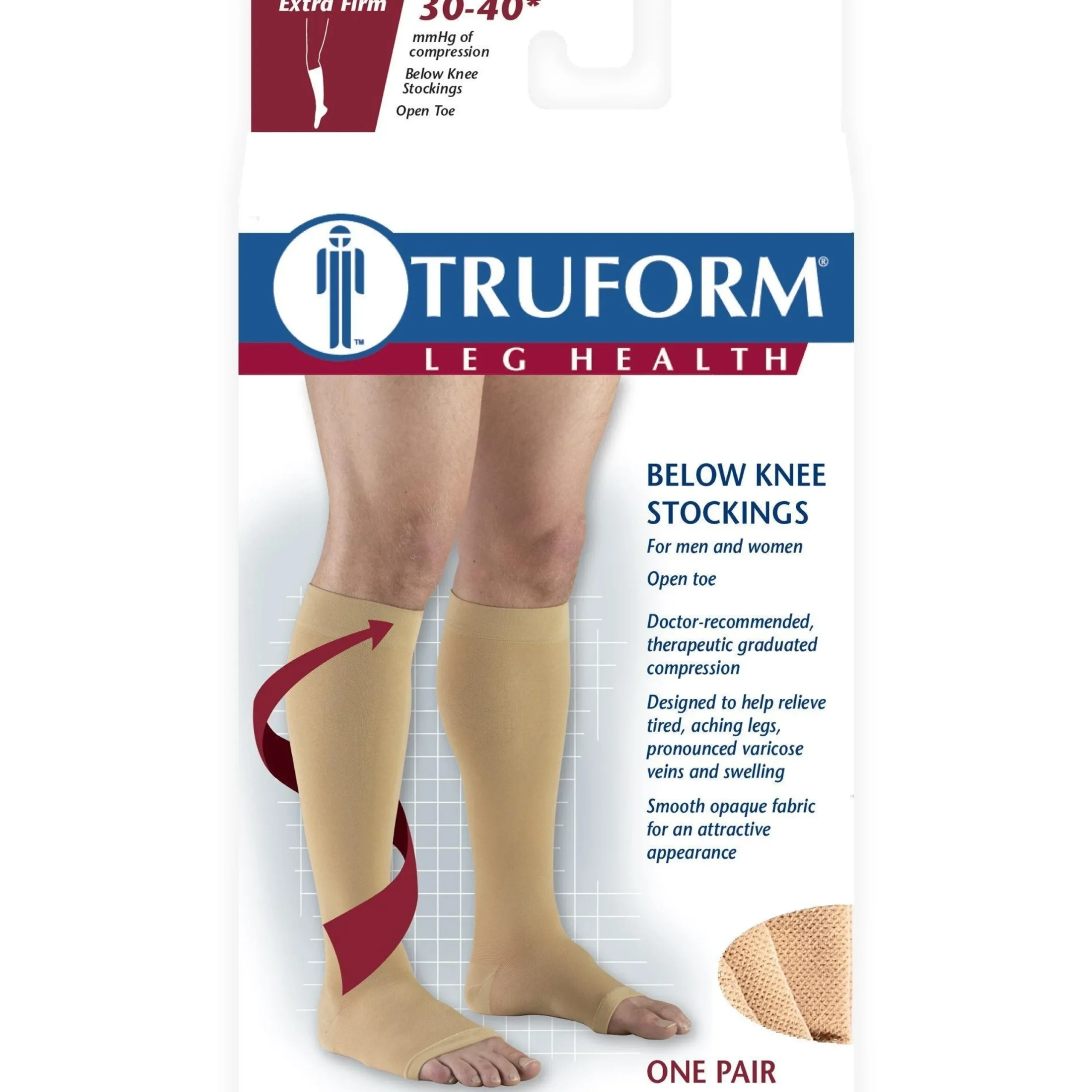 TRUFORM® Knee High 30-40 mmHg, Open Toe