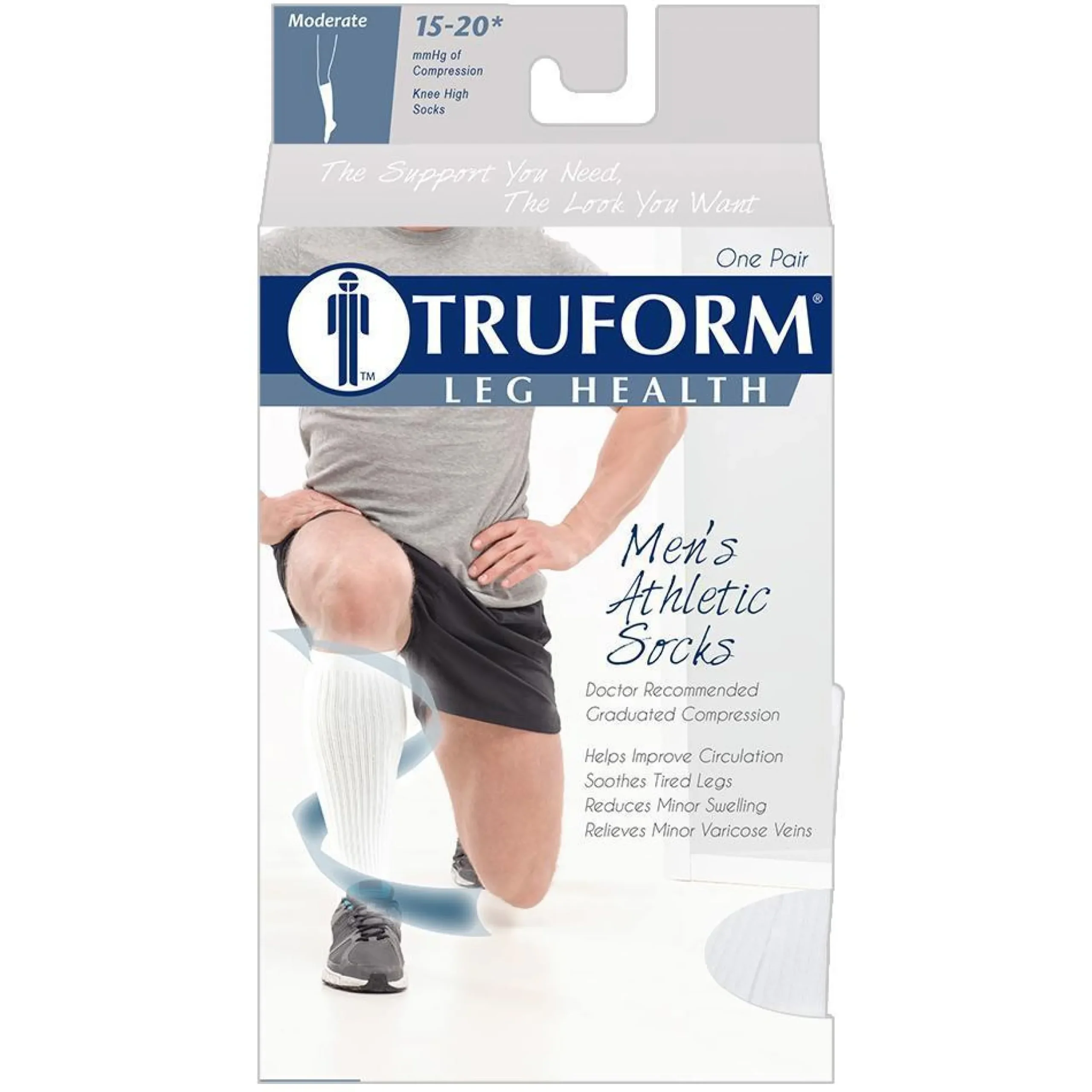 TRUFORM® Men's Athletic Knee High 15-20 mmHg
