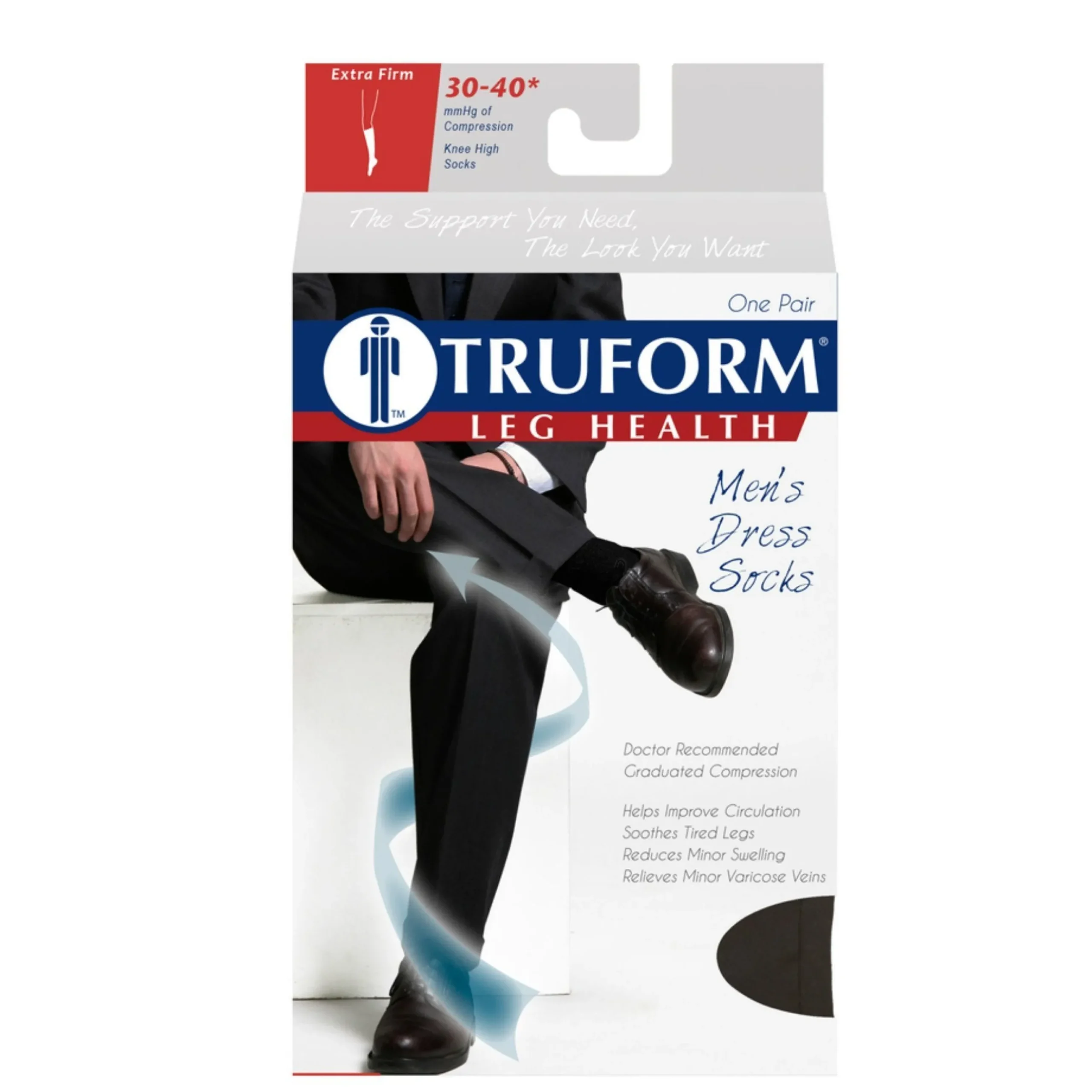 TRUFORM® Men's Dress Knee High 30-40 mmHg