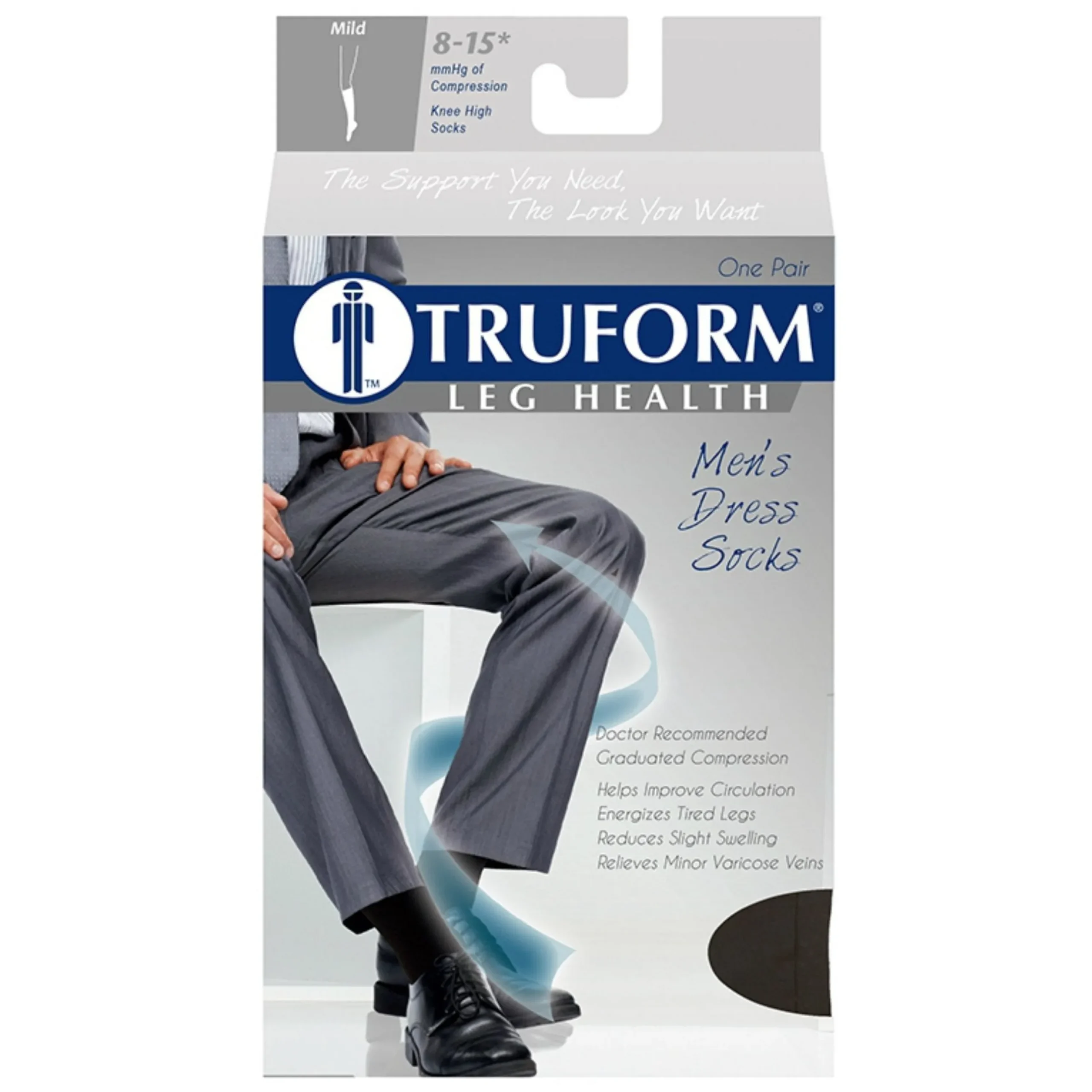 TRUFORM® Men's Dress Knee High 8-15 mmHg
