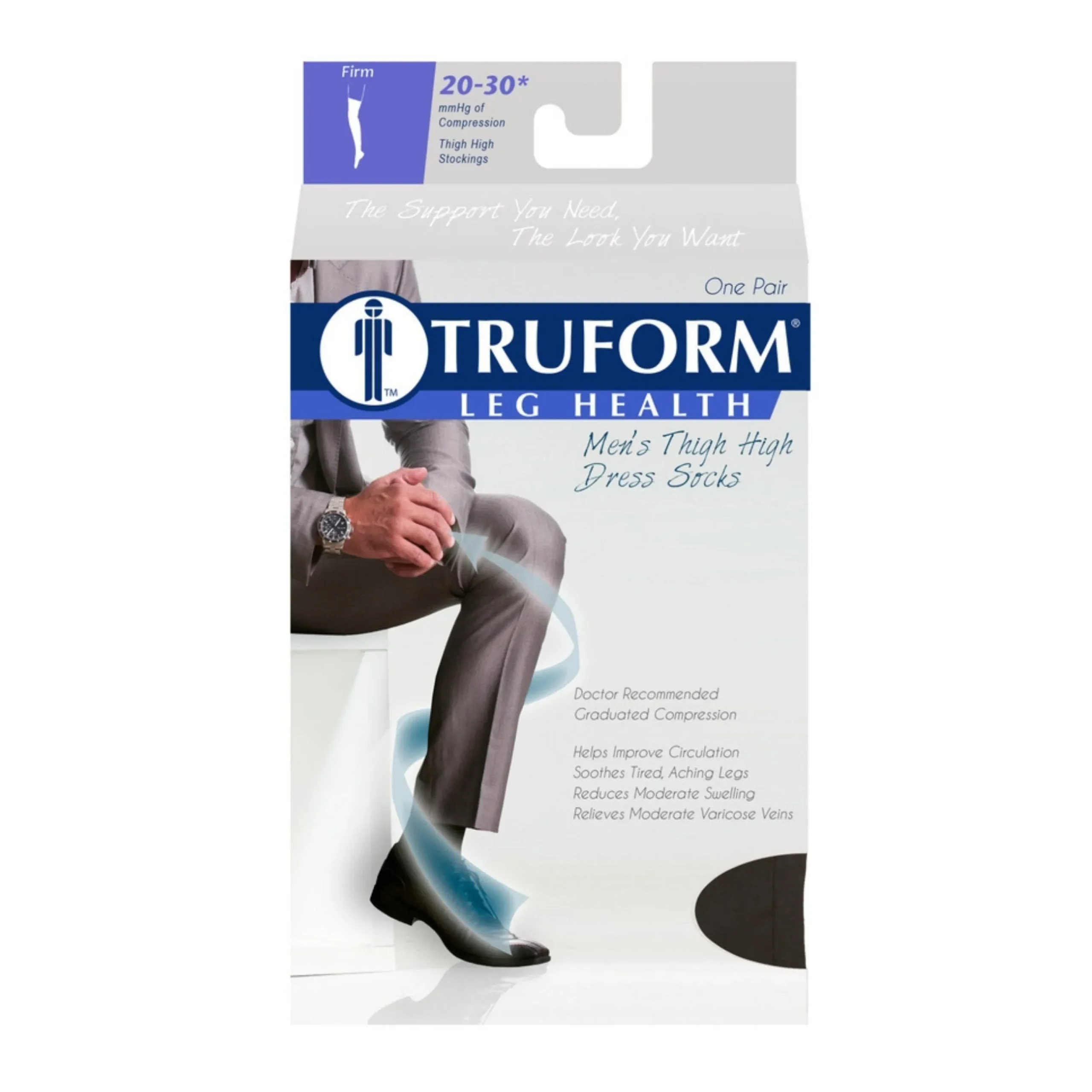 TRUFORM® Men's Dress Thigh High 20-30 mmHg
