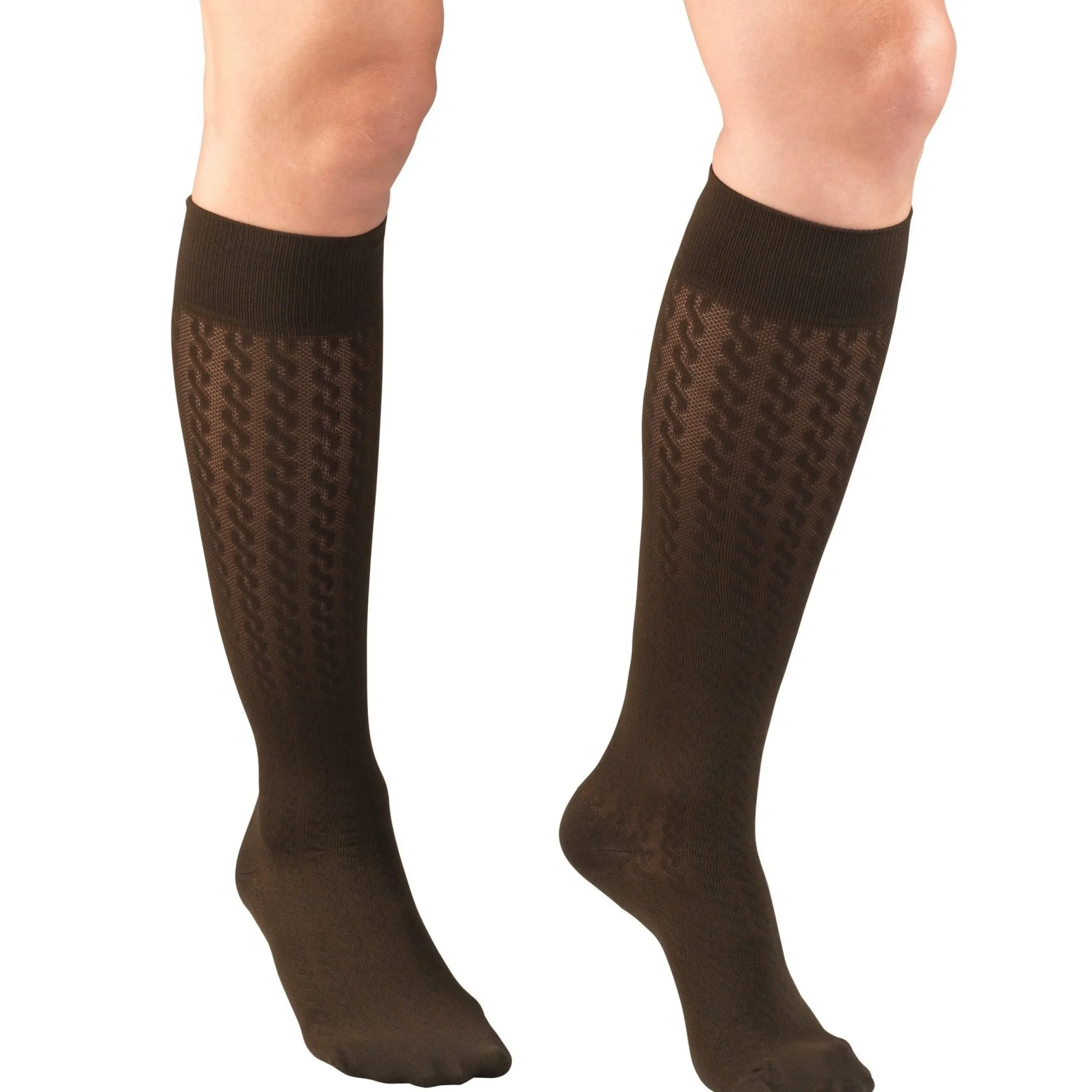 TRUFORM® Women's Trouser Knee High 15-20 mmHg, Cable Pattern