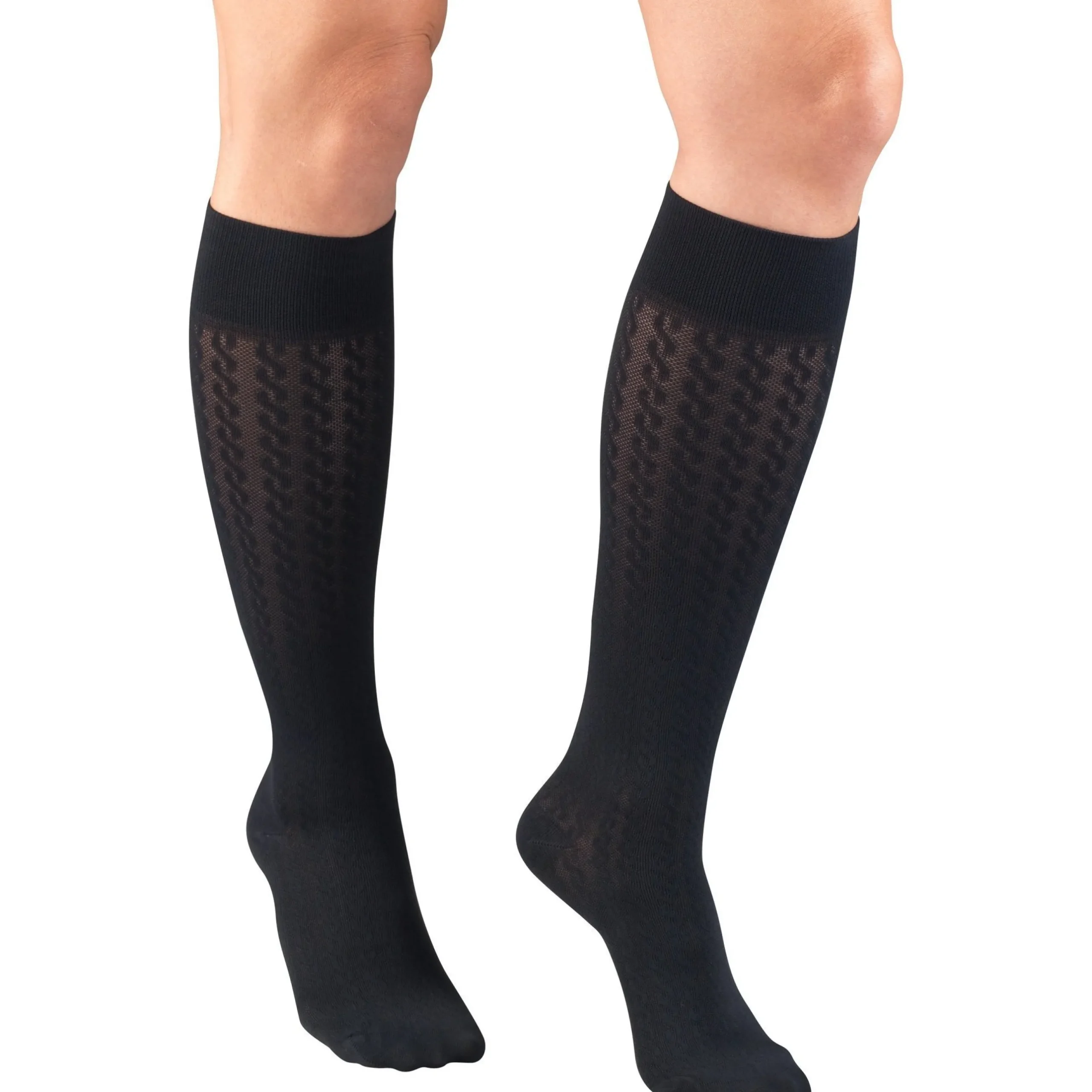 TRUFORM® Women's Trouser Knee High 15-20 mmHg, Cable Pattern